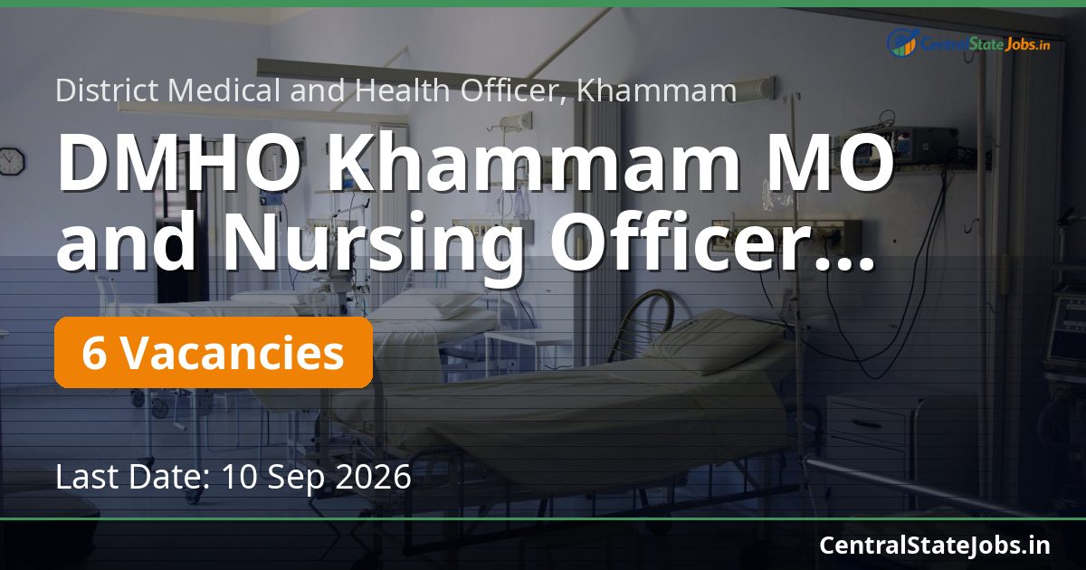 DMHO Khammam MO and Nursing Officer Recruitment 2026