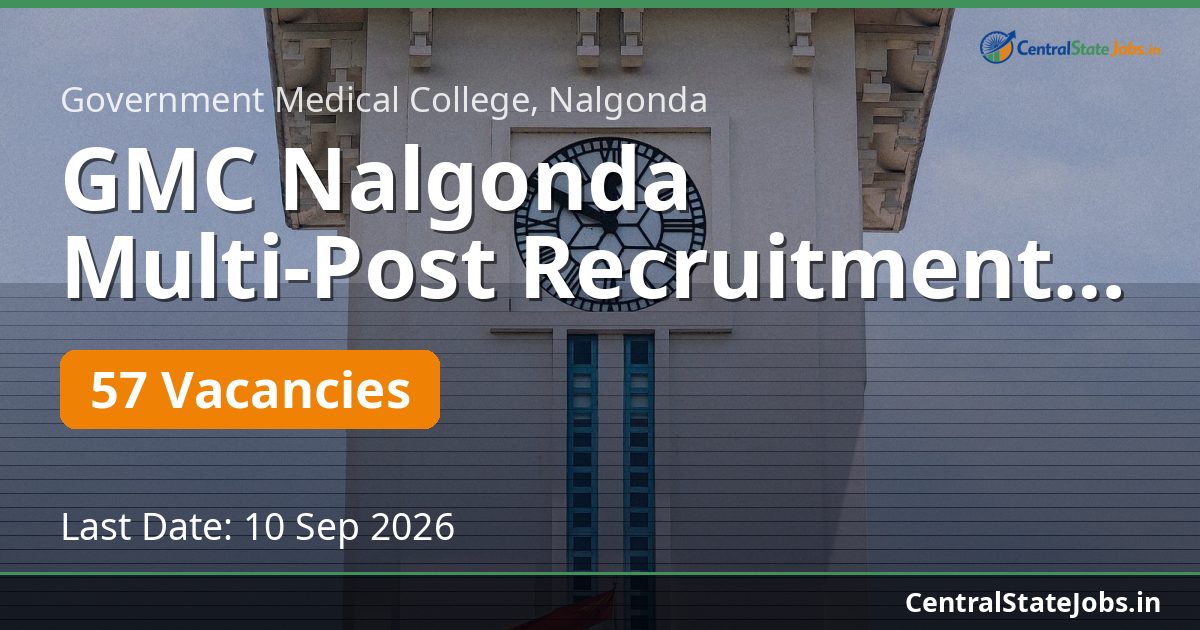 GMC Nalgonda Multi-Post Recruitment 2026 — 57 Vacancies