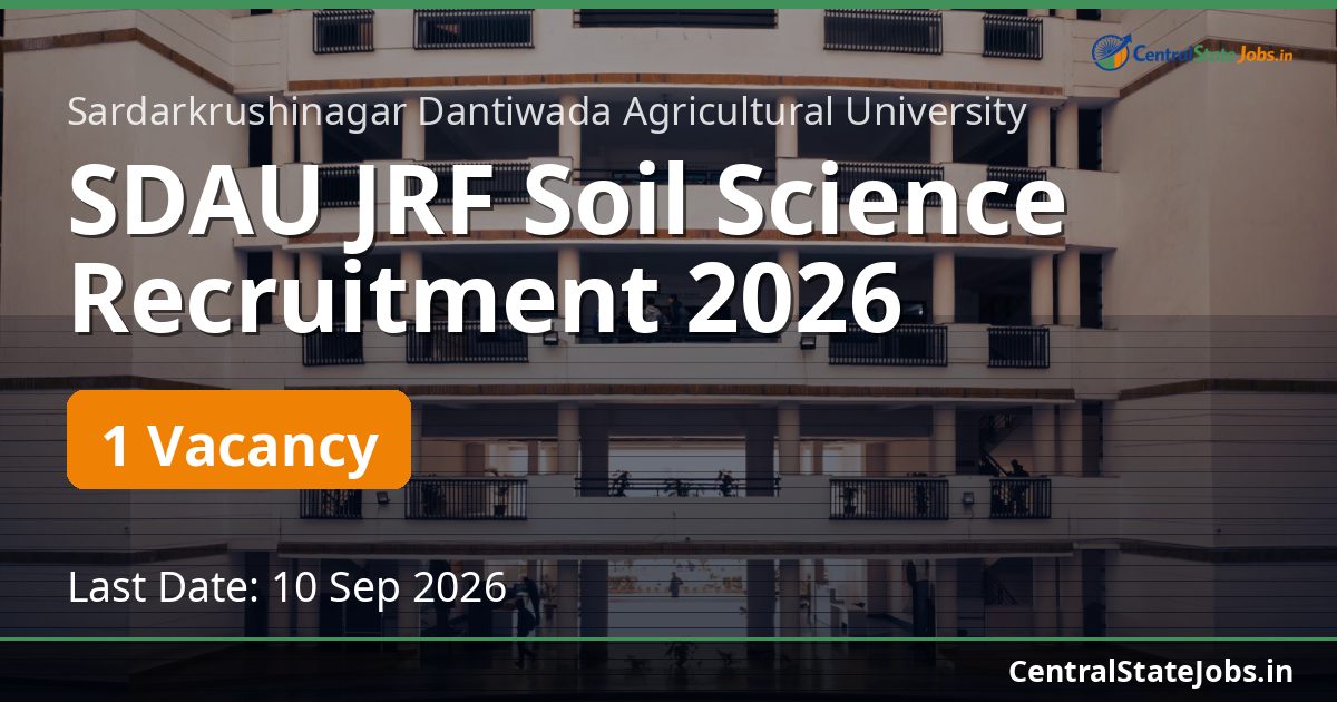 SDAU JRF Soil Science Recruitment 2026