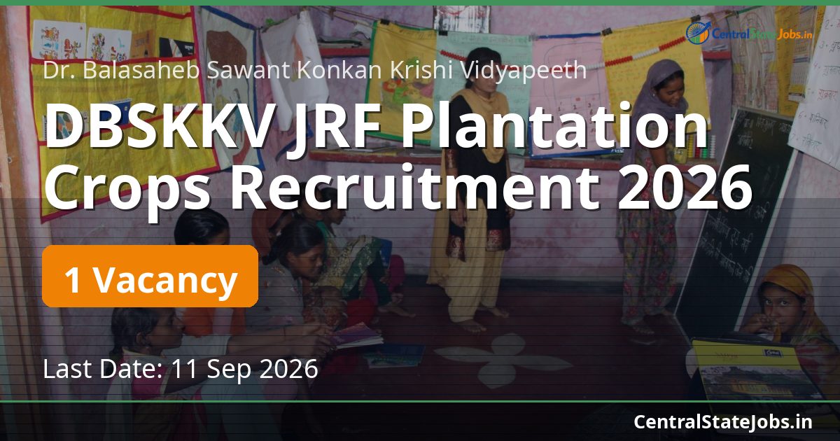 DBSKKV JRF Plantation Crops Recruitment 2026