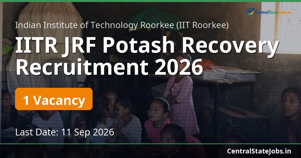 IITR JRF Potash Recovery Recruitment 2026