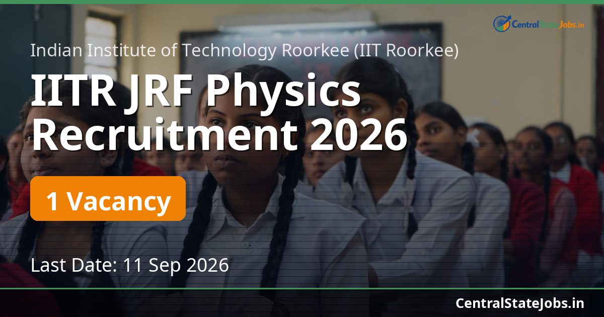 IITR JRF Physics Recruitment 2026