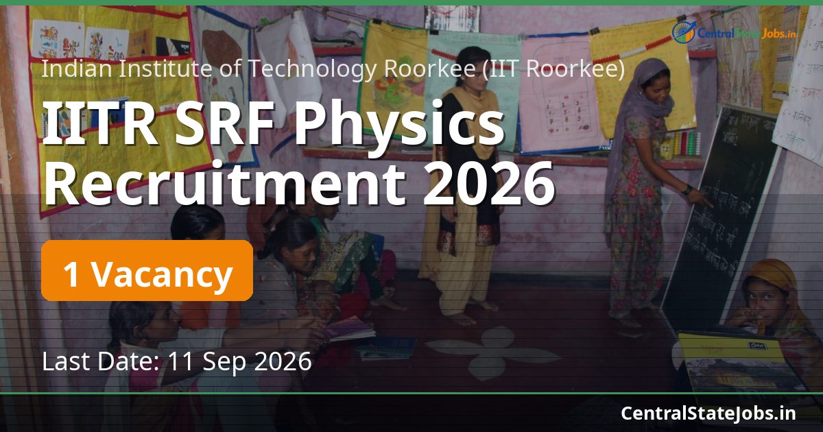IITR SRF Physics Recruitment 2026