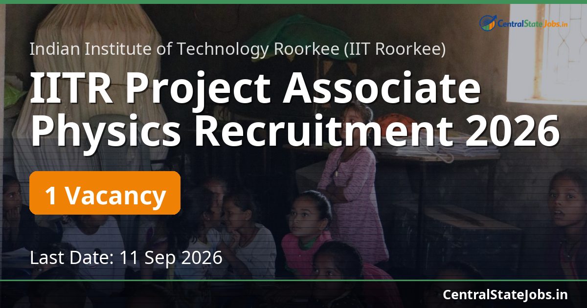 IITR Project Associate Physics Recruitment 2026