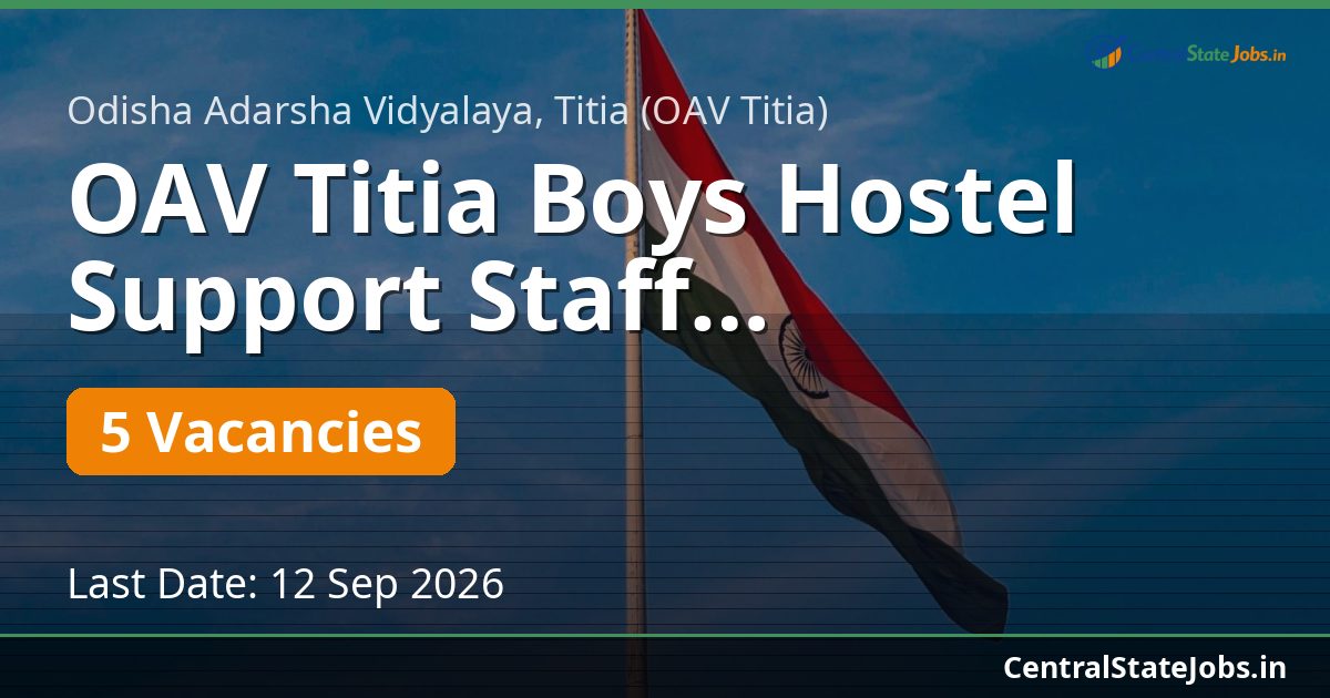 OAV Titia Boys Hostel Support Staff Recruitment 2026