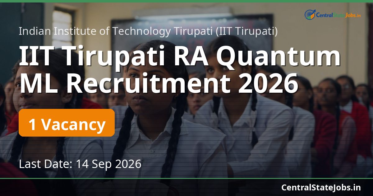 IIT Tirupati RA Quantum ML Recruitment 2026