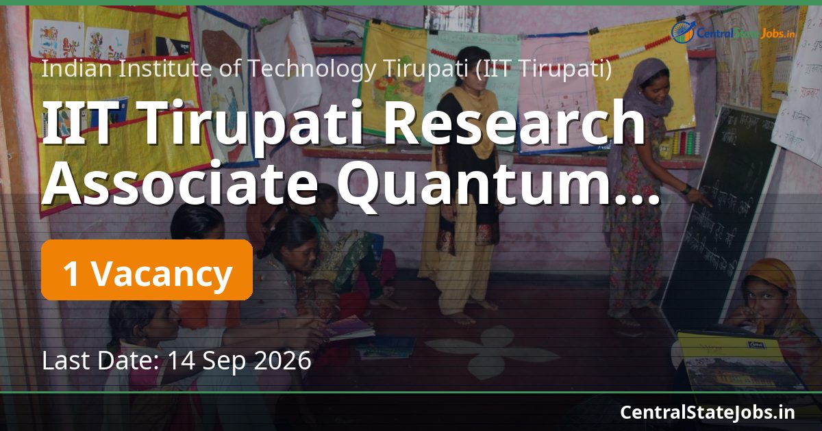IIT Tirupati Research Associate Quantum Algorithms 2026