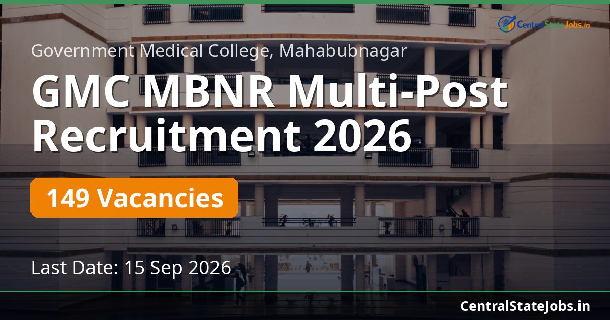 GMC MBNR Multi-Post Recruitment 2026 — 149 Vacancies