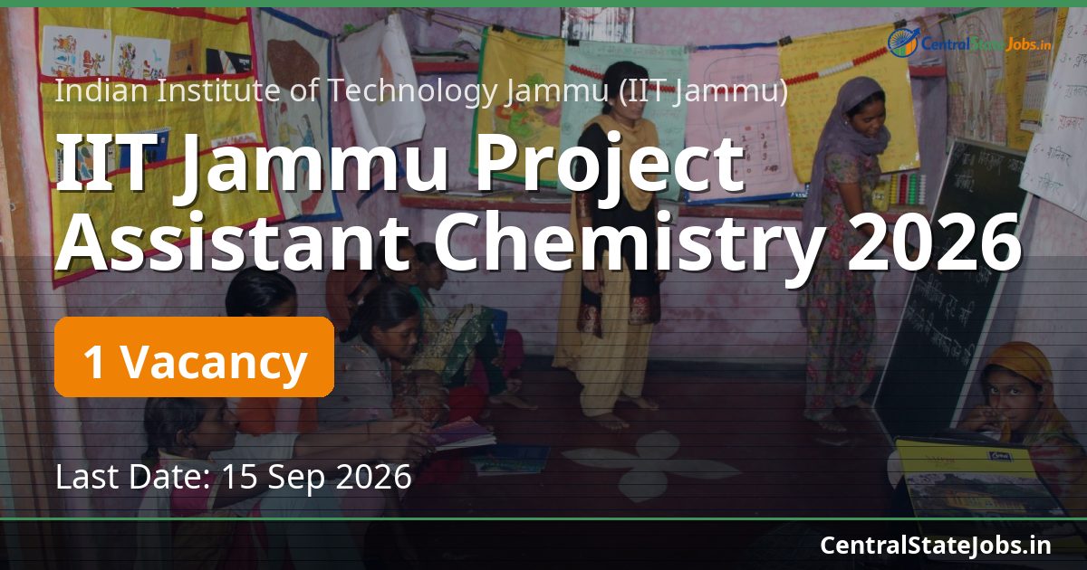 IIT Jammu Project Assistant Chemistry 2026