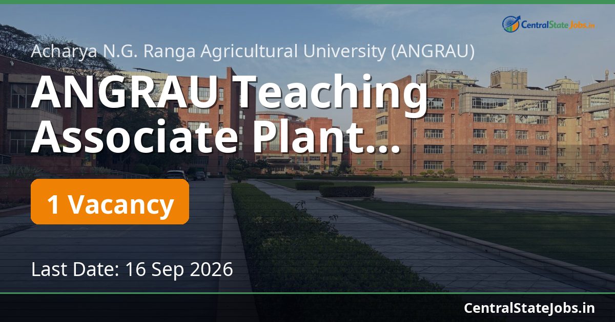 ANGRAU Teaching Associate Plant Pathology 2026