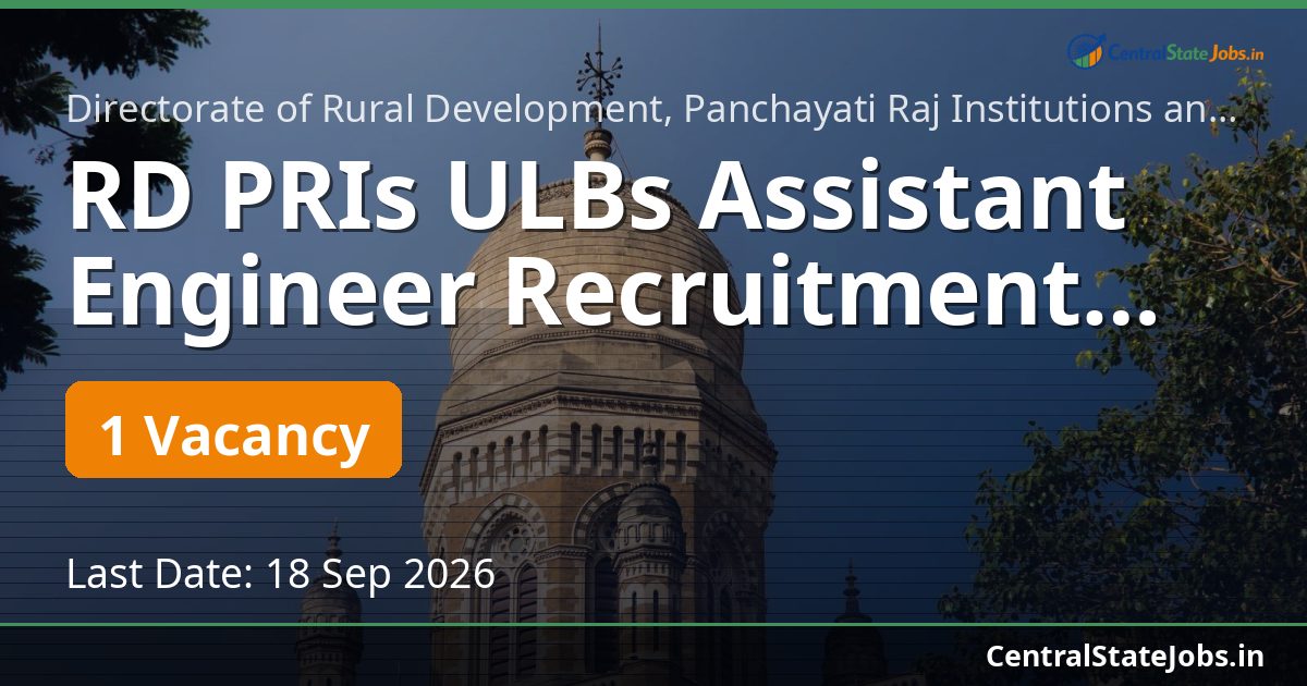 RD PRIs ULBs Assistant Engineer Recruitment 2026