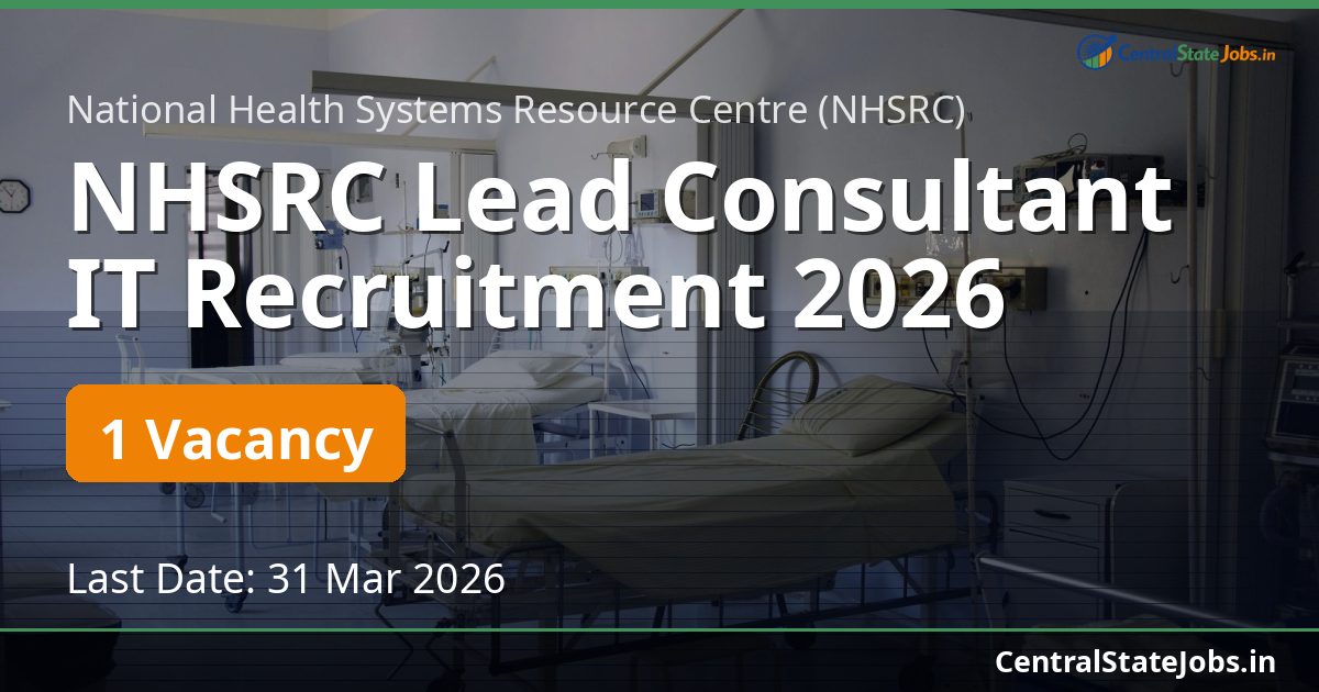 NHSRC Lead Consultant IT Recruitment 2026