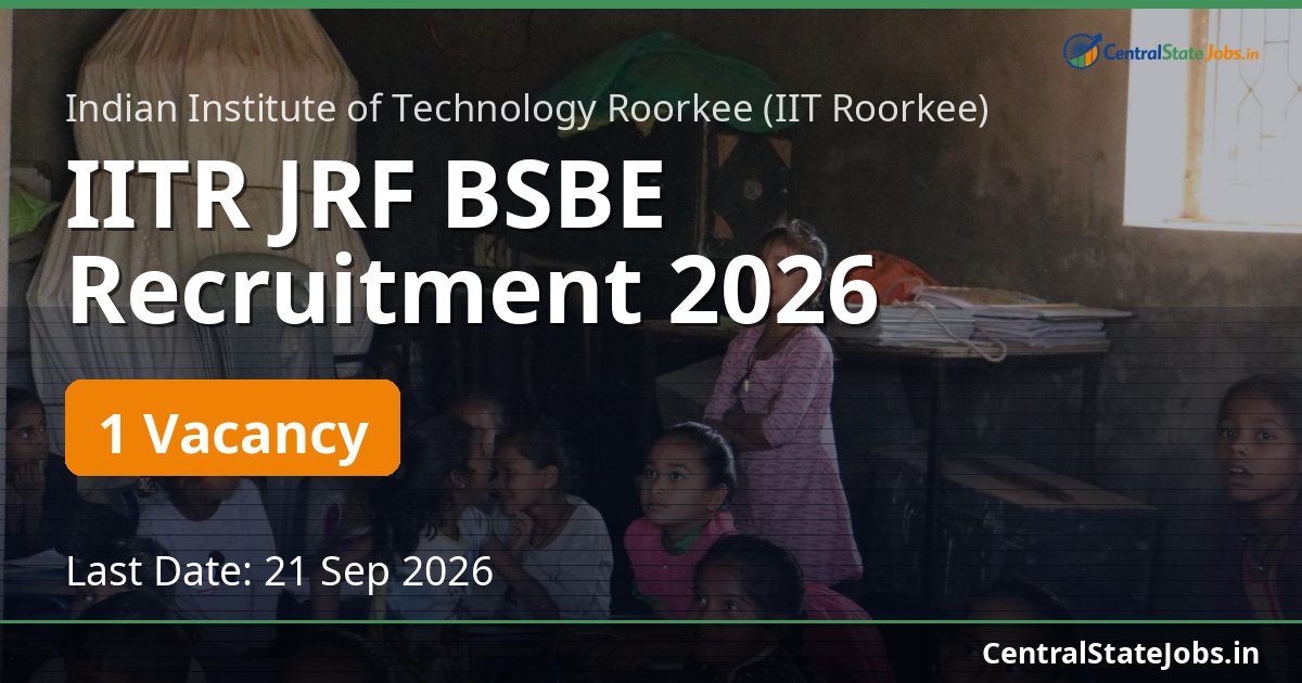 IITR JRF BSBE Recruitment 2026