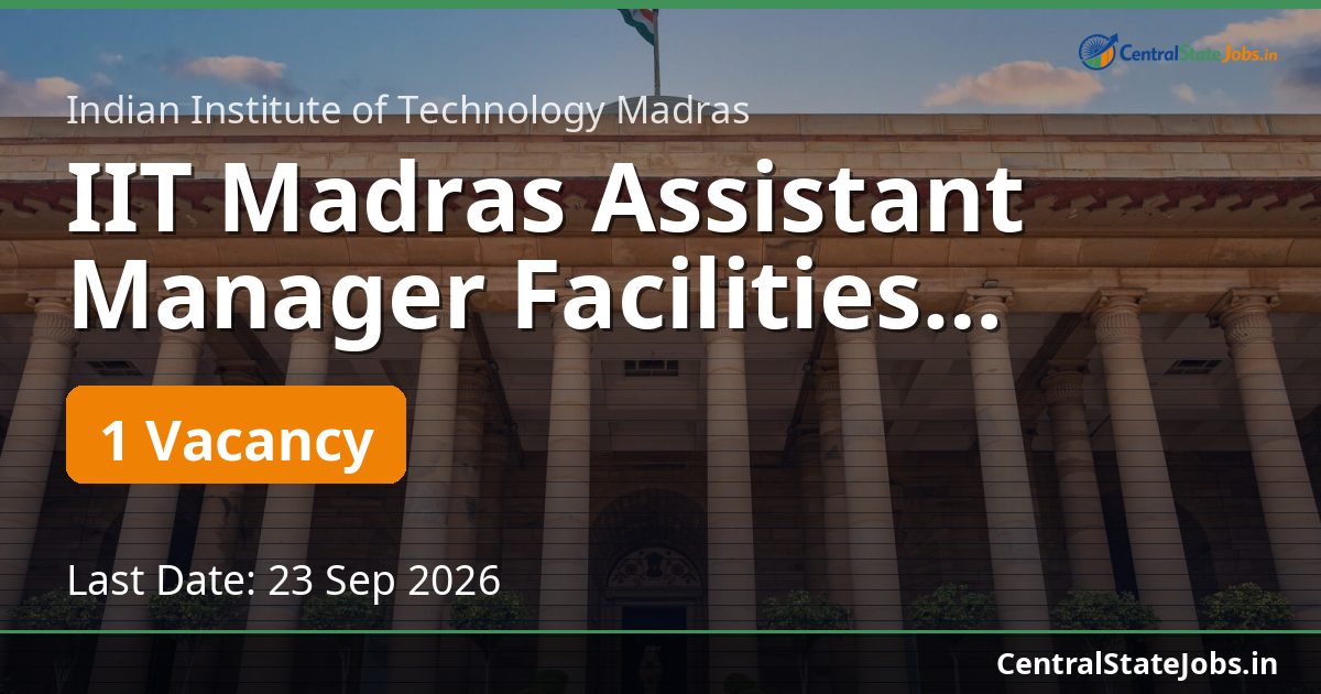 IIT Madras Assistant Manager Facilities Recruitment 2026