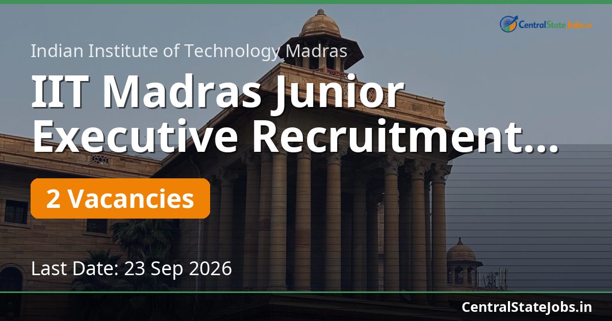 IIT Madras Junior Executive Recruitment 2026