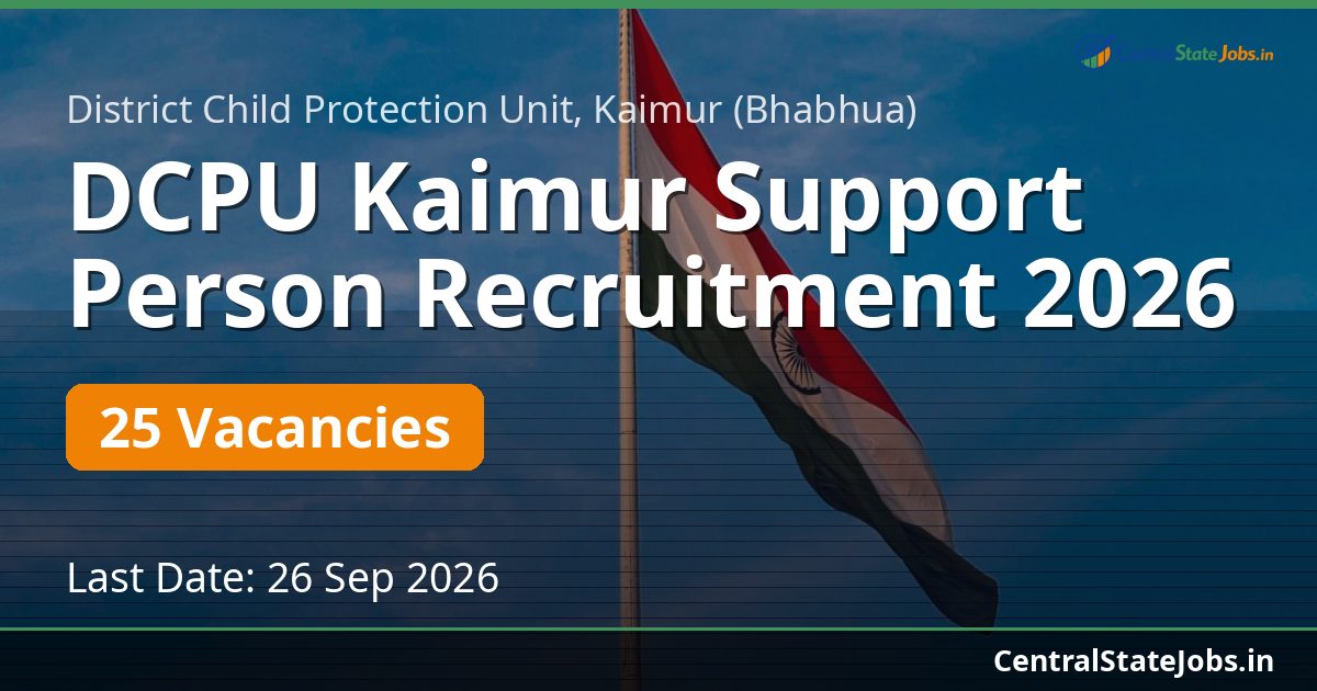 DCPU Kaimur Support Person Recruitment 2026