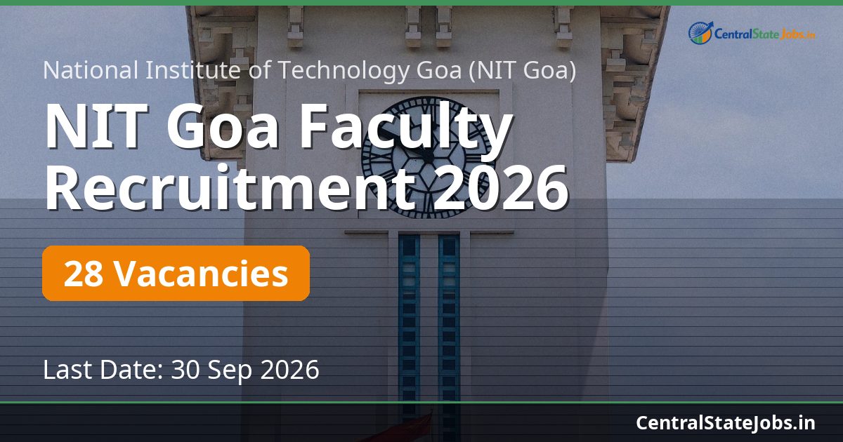 NIT Goa Faculty Recruitment 2026