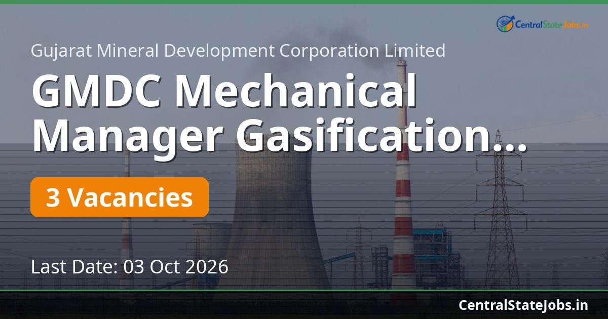 GMDC Mechanical Manager Gasification Recruitment 2026