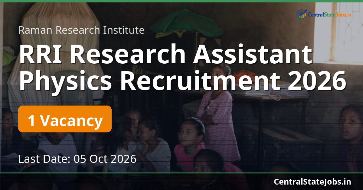 RRI Research Assistant Physics Recruitment 2026