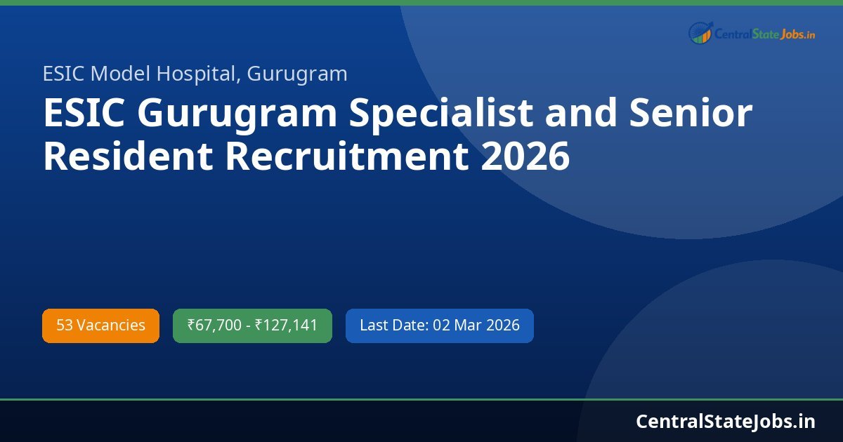 ESIC Gurugram Specialist and Senior Resident Recruitment 2026
