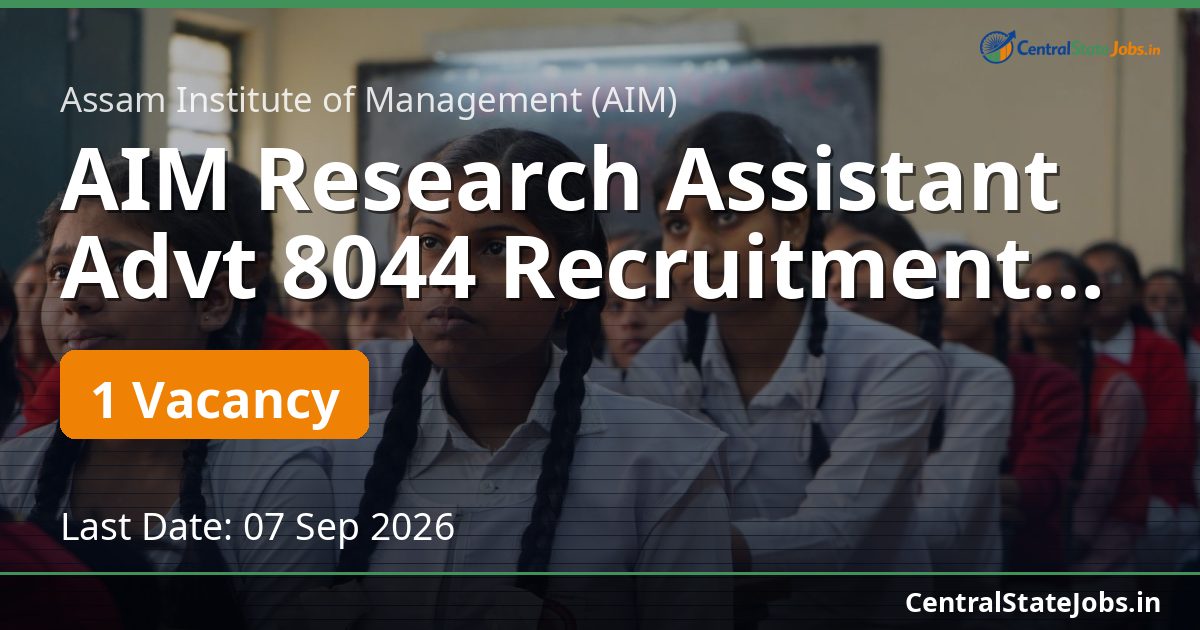 AIM Research Assistant Advt 8044 Recruitment 2026