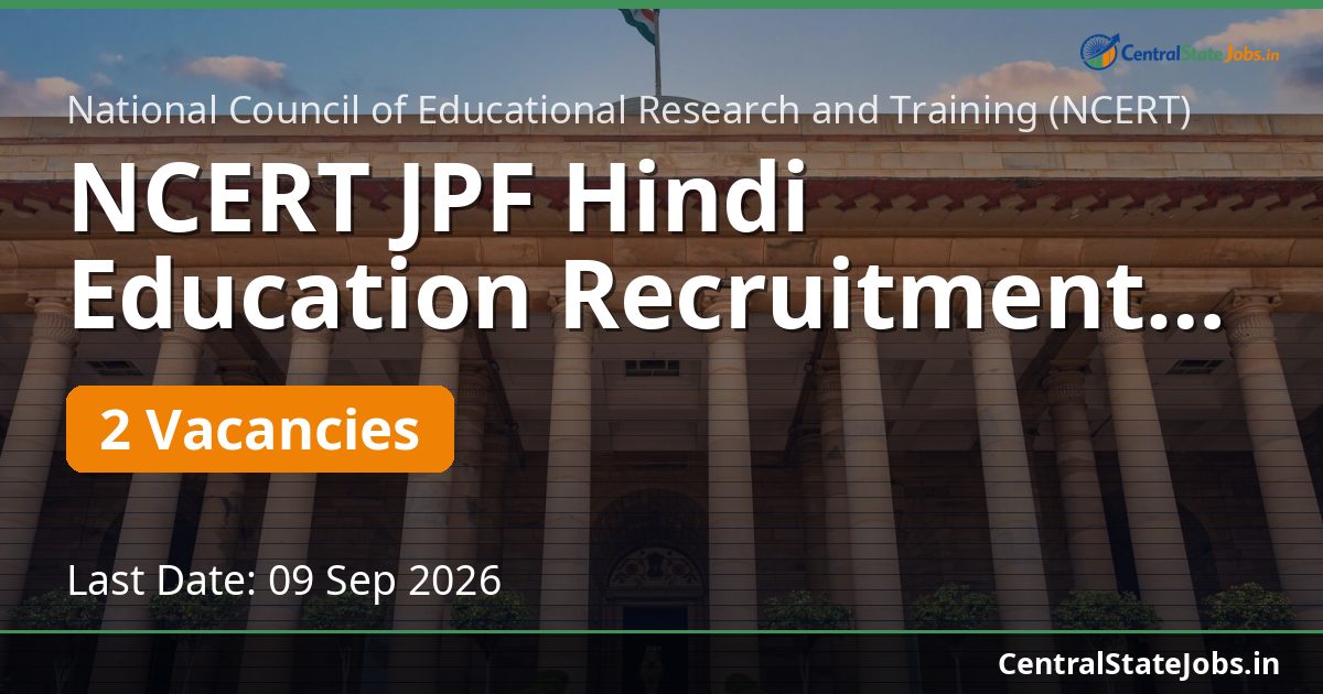 NCERT JPF Hindi Education Recruitment 2026