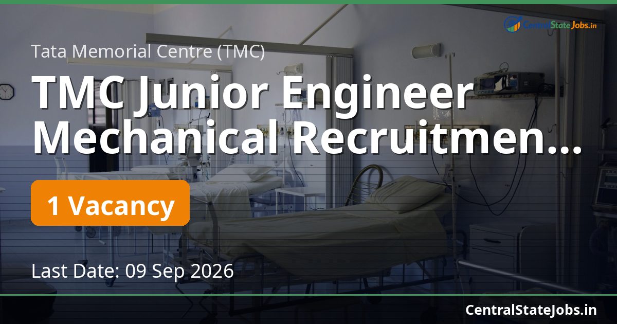 TMC Junior Engineer Mechanical Recruitment 2026