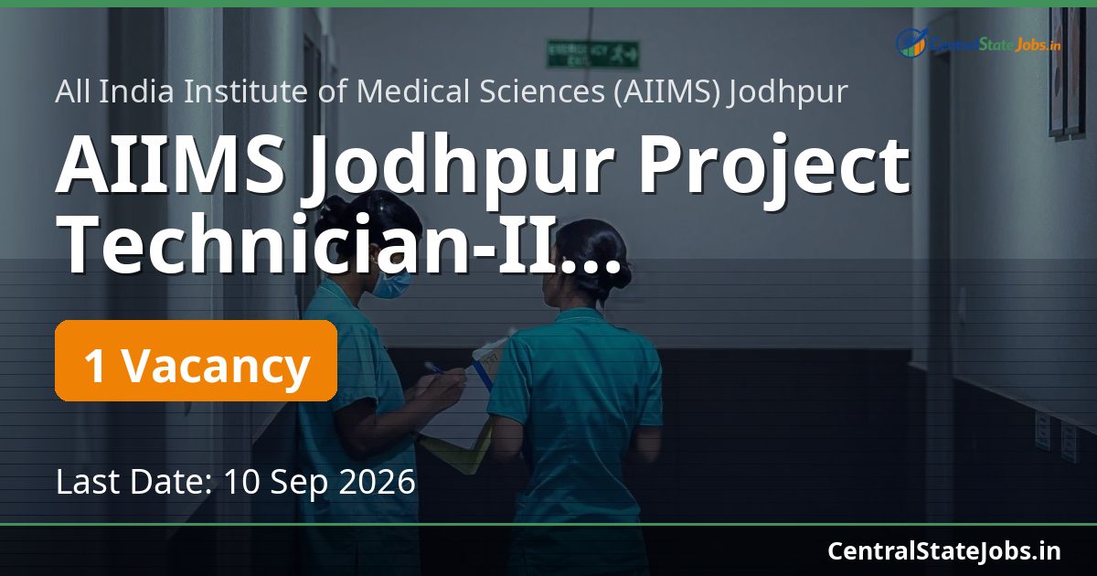 AIIMS Jodhpur Project Technician-II Recruitment 2026