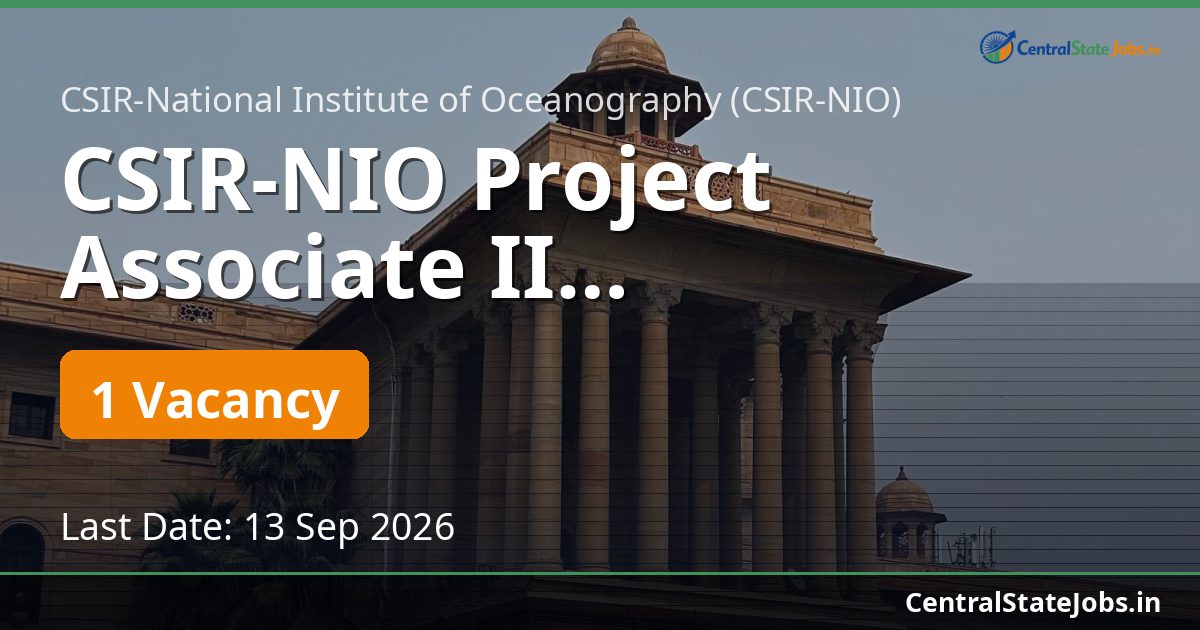 CSIR-NIO Project Associate II Geoinformatics 2026