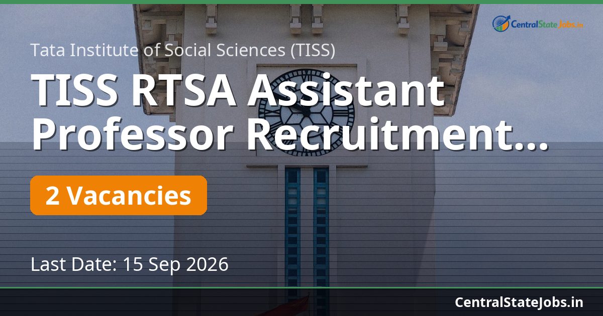 TISS RTSA Assistant Professor Recruitment 2026
