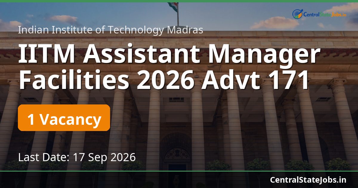 IITM Assistant Manager Facilities 2026 Advt 171
