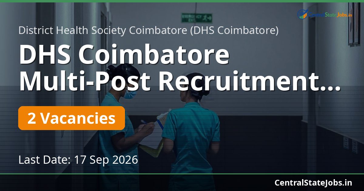 DHS Coimbatore Multi-Post Recruitment 2026