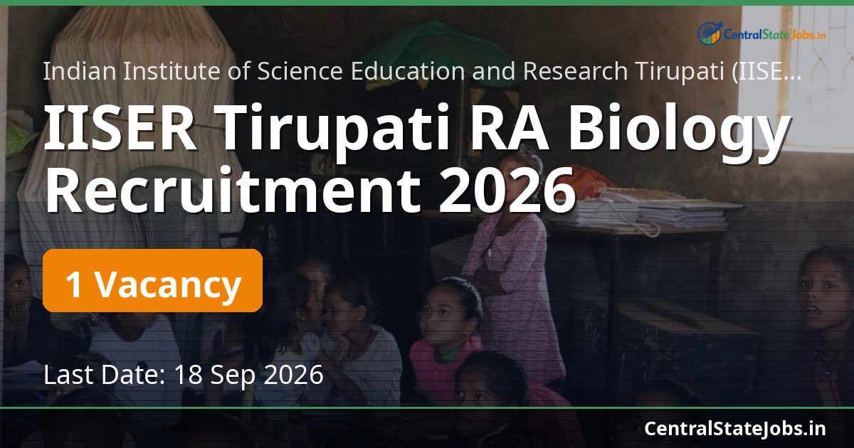 IISER Tirupati RA Biology Recruitment 2026