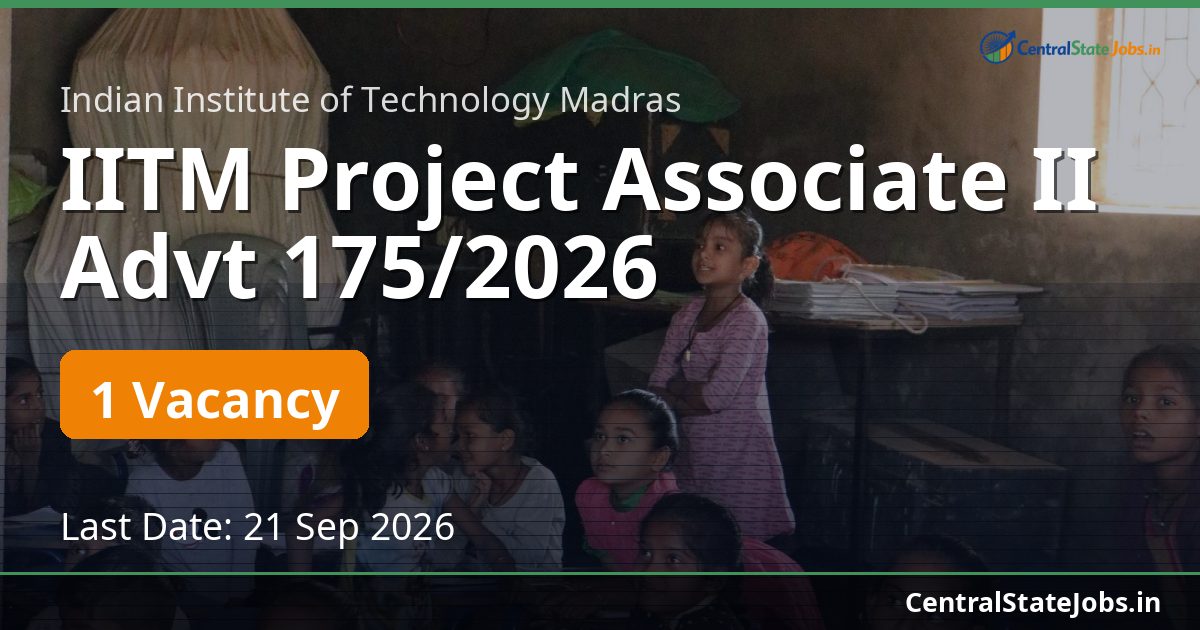 IITM Project Associate II Advt 175/2026