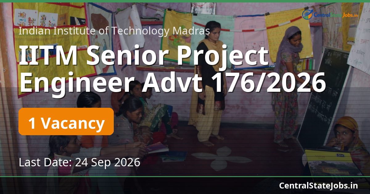 IITM Senior Project Engineer Advt 176/2026
