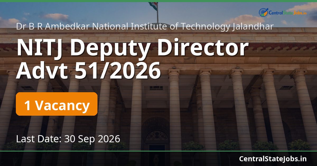 NITJ Deputy Director Advt 51/2026