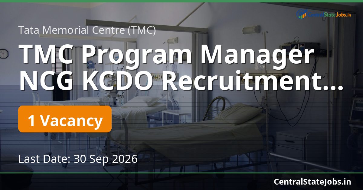 TMC Program Manager NCG KCDO Recruitment 2026