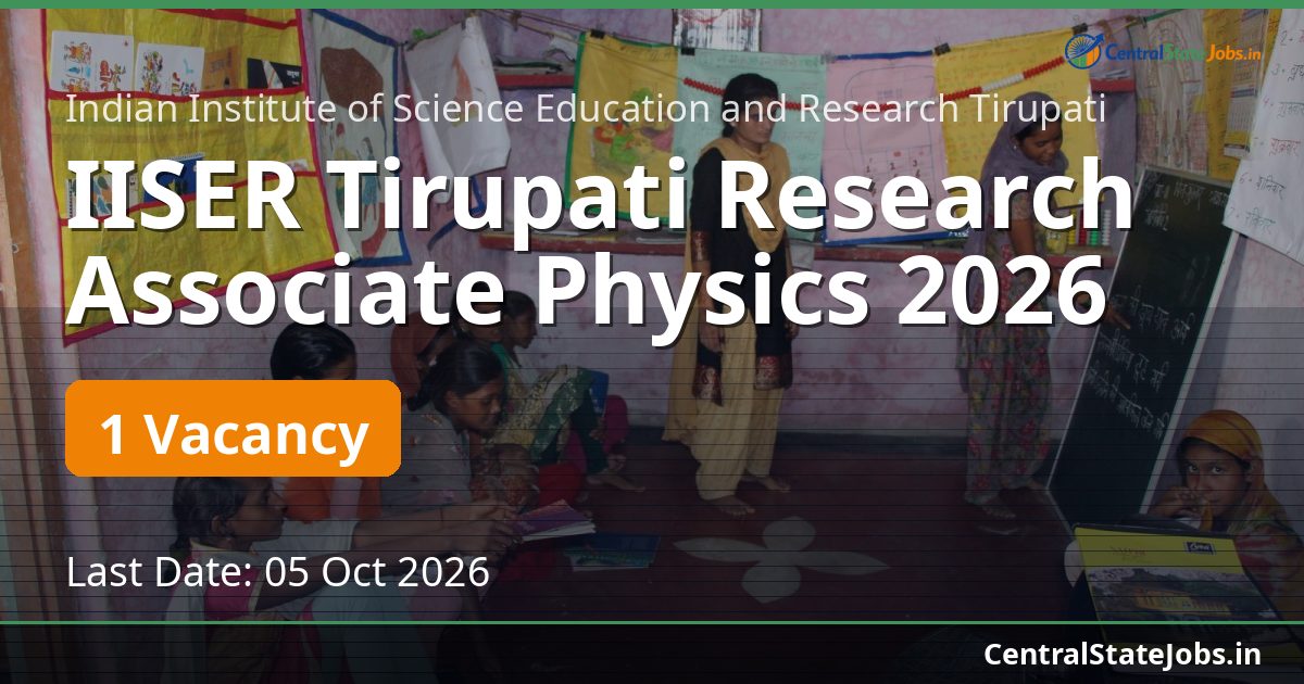IISER Tirupati Research Associate Physics 2026