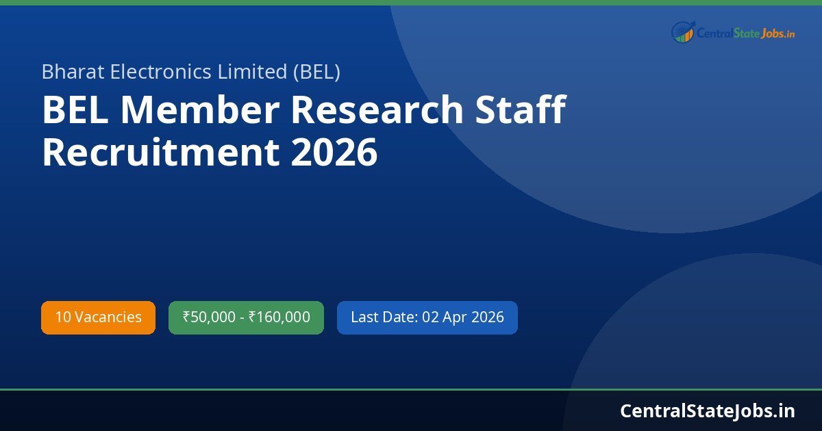 BEL Member Research Staff Recruitment 2026