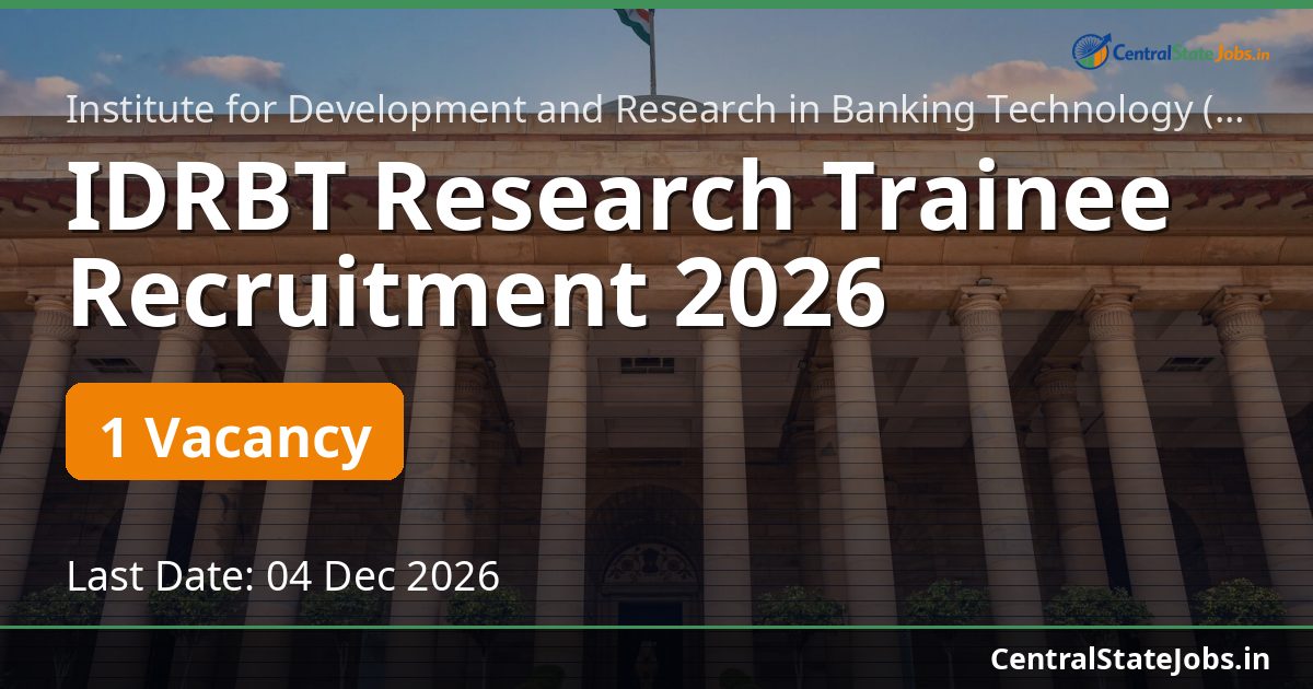 IDRBT Research Trainee Recruitment 2026