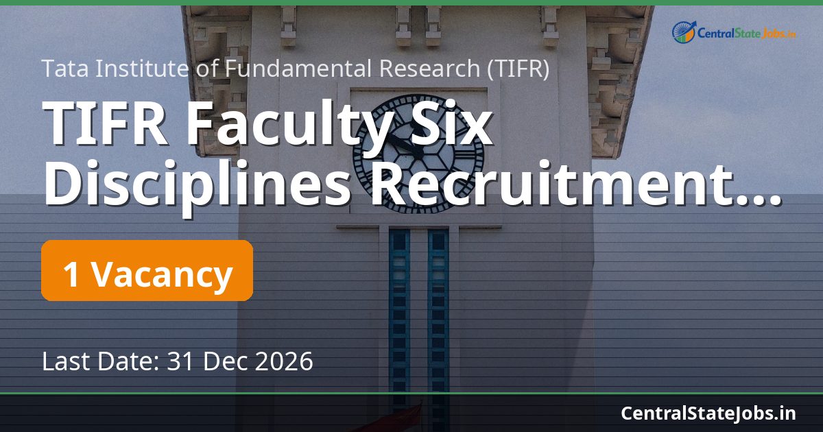 TIFR Faculty Six Disciplines Recruitment 2026