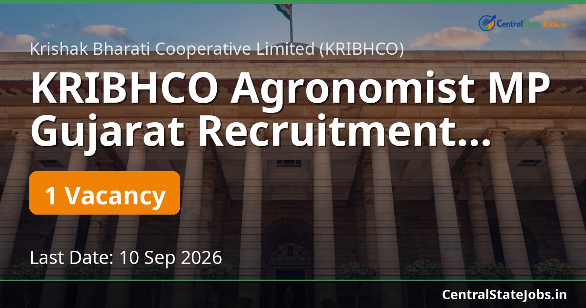 KRIBHCO Agronomist MP Gujarat Recruitment 2026