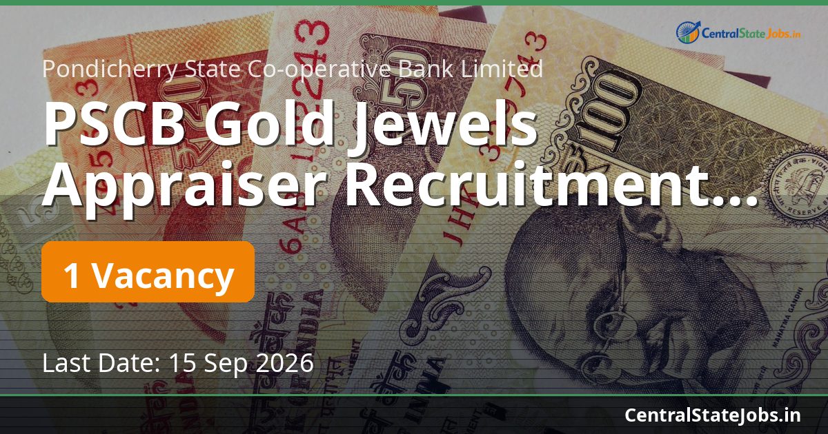 PSCB Gold Jewels Appraiser Recruitment 2026