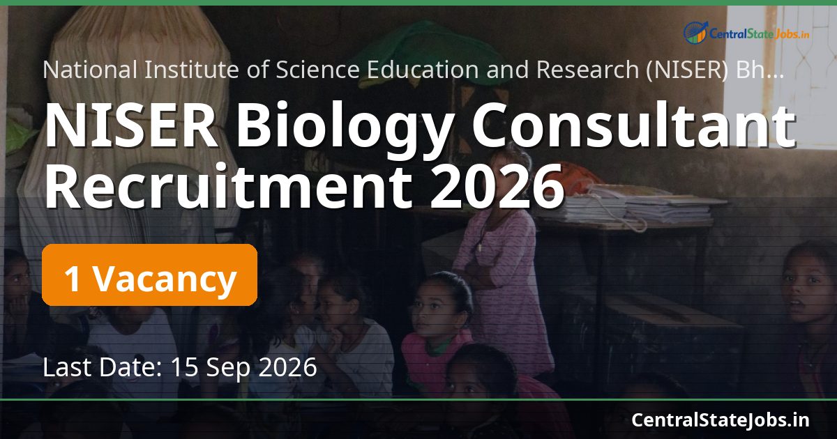 NISER Biology Consultant Recruitment 2026
