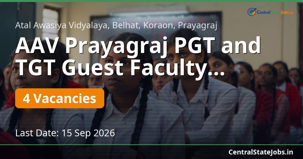 AAV Prayagraj PGT and TGT Guest Faculty Recruitment 2026