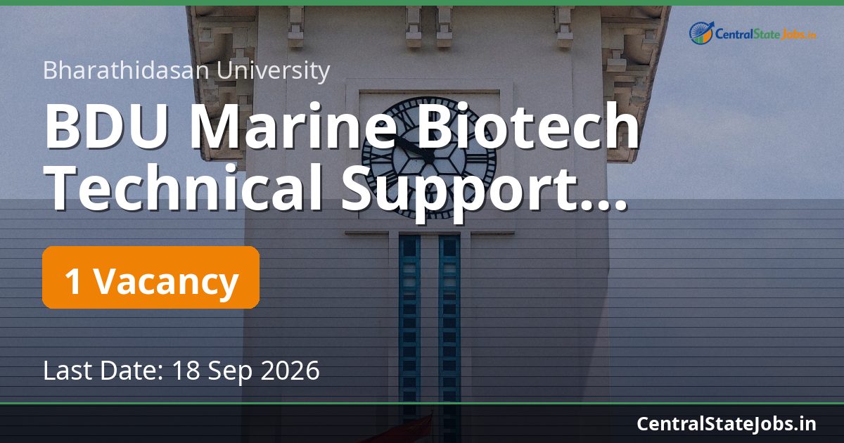 BDU Marine Biotech Technical Support Recruitment 2026