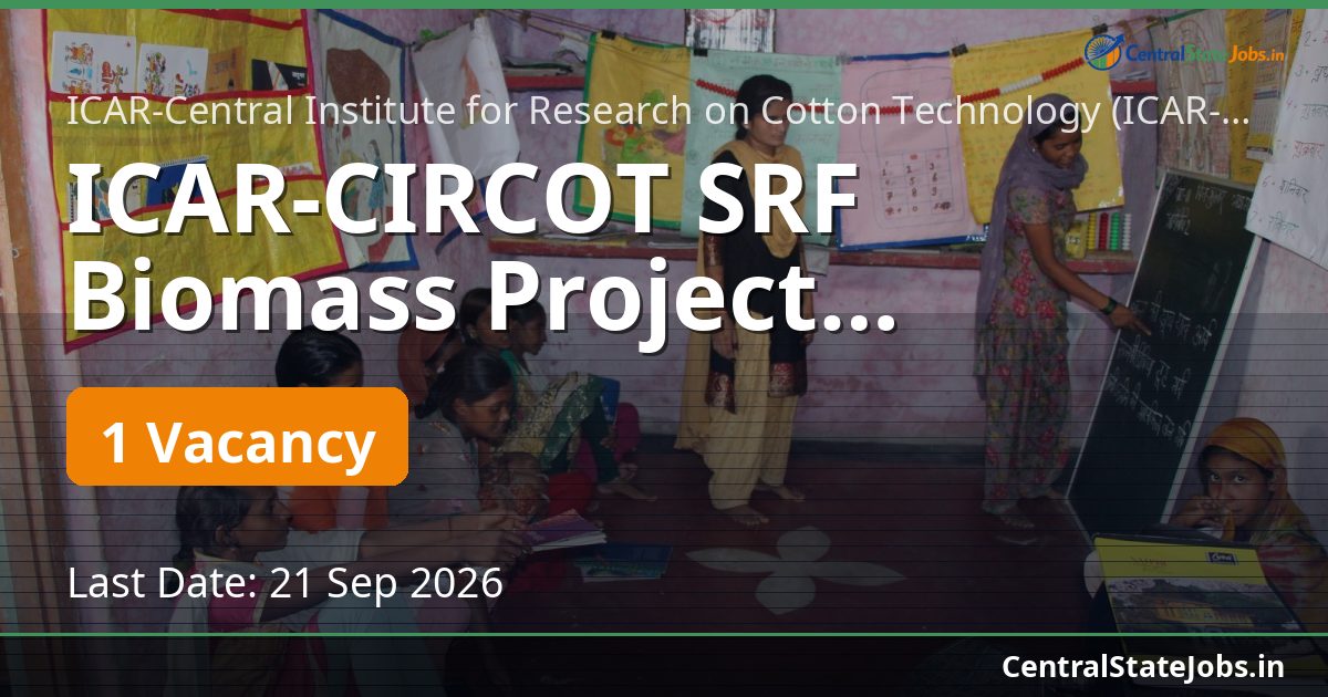 ICAR-CIRCOT SRF Biomass Project Recruitment 2026
