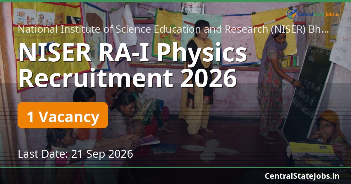 NISER RA-I Physics Recruitment 2026