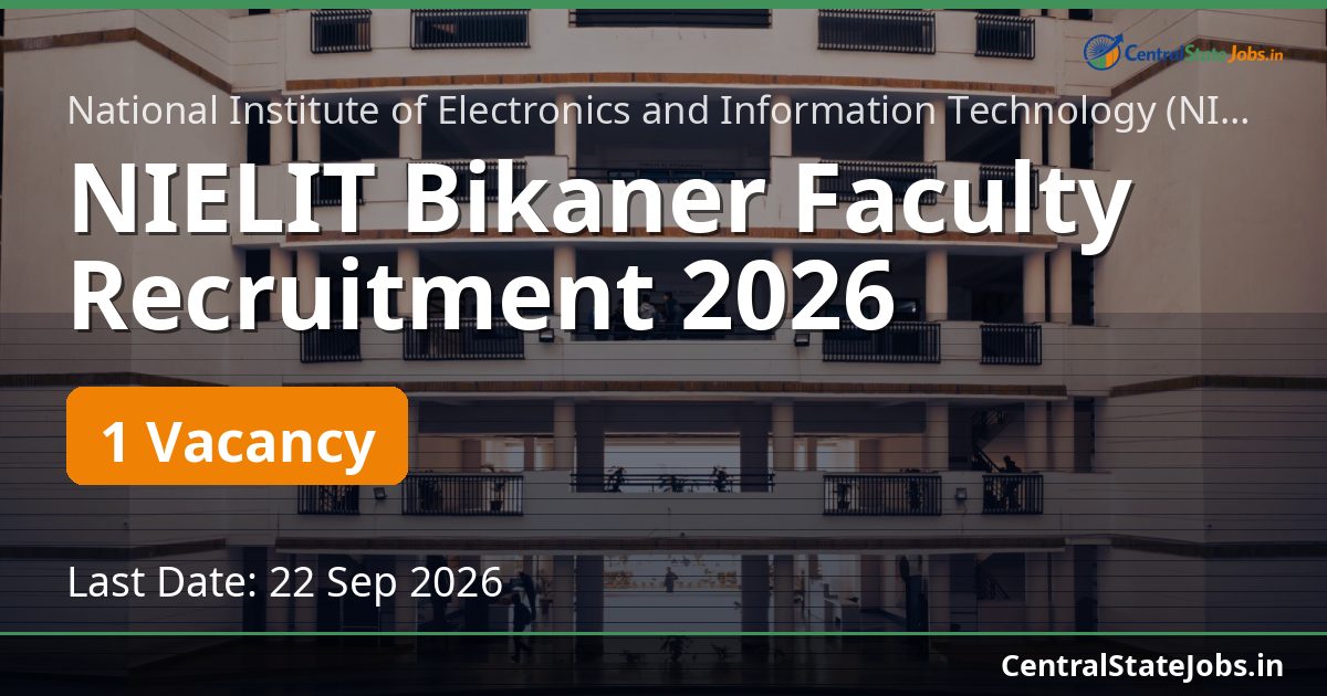 NIELIT Bikaner Faculty Recruitment 2026