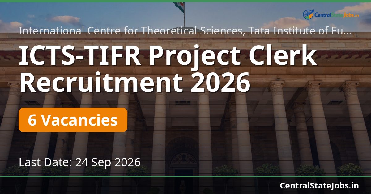 ICTS-TIFR Project Clerk Recruitment 2026